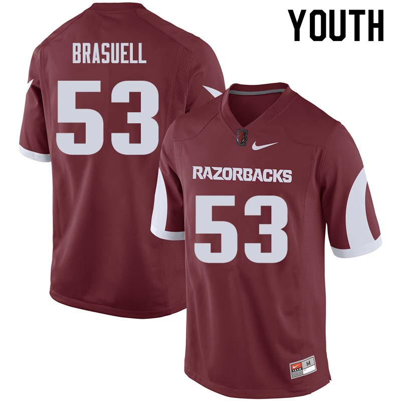 Youth #53 Ben Brasuell Arkansas Razorback College Football Jerseys Sale-Cardinal